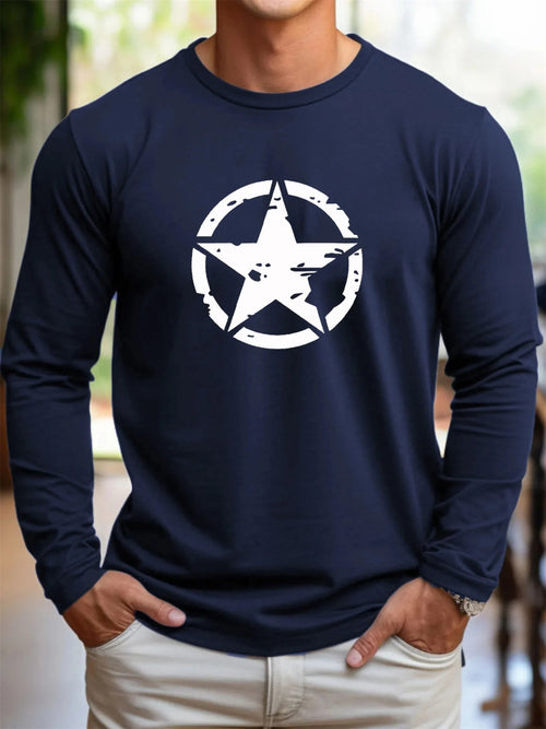 Men's 100% pure cotton loose fit plus size casual sports pentagram