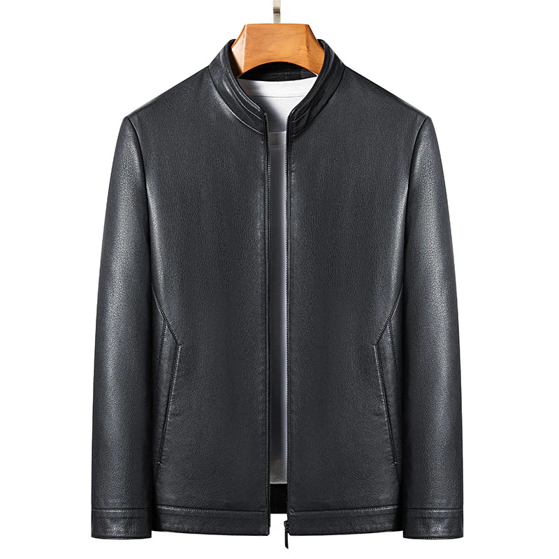 Men's Business Casual Natural Sheep Thin Leather Jacket