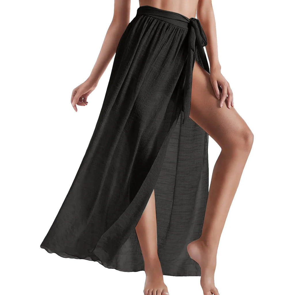 Long Sarong Beach Cover-Up - Lace-Up Wrap