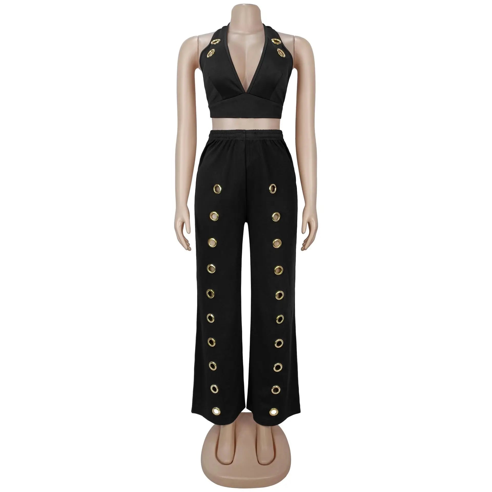 Hole Loose Pants Two-Piece Set