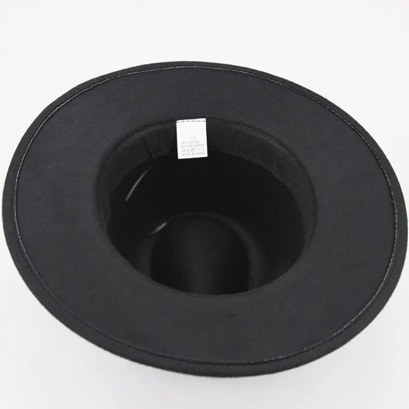 Men Women Vintage Fedora Hat British Style Wool Blend Wide Brim Sun
