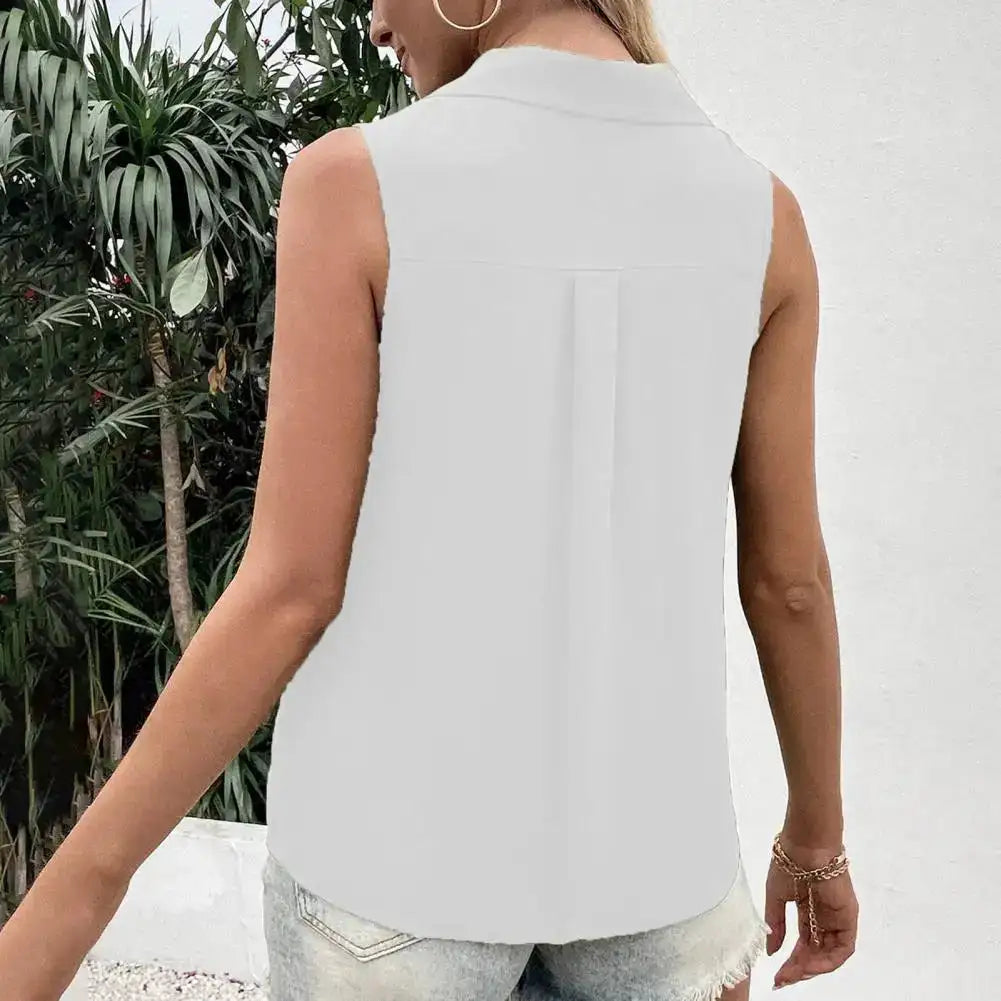 V-Neck Button Front Tank Top