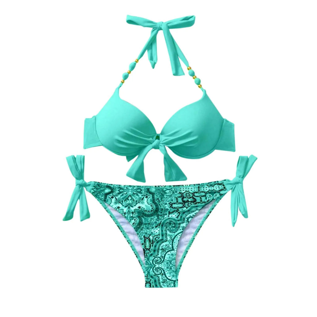 Strap Split Bikini Set - Two-Piece Swimsuit