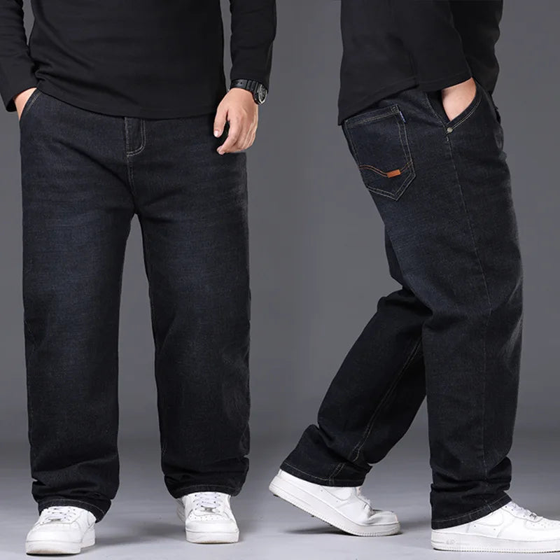 Plus Size Men's Jeans 42-50 High Stretch Denim Fabric Large Size Pants