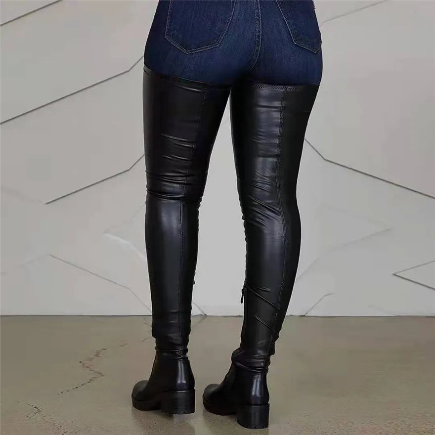2024 Winter Over the Knee Women Boots European Platform Zipper Ladies