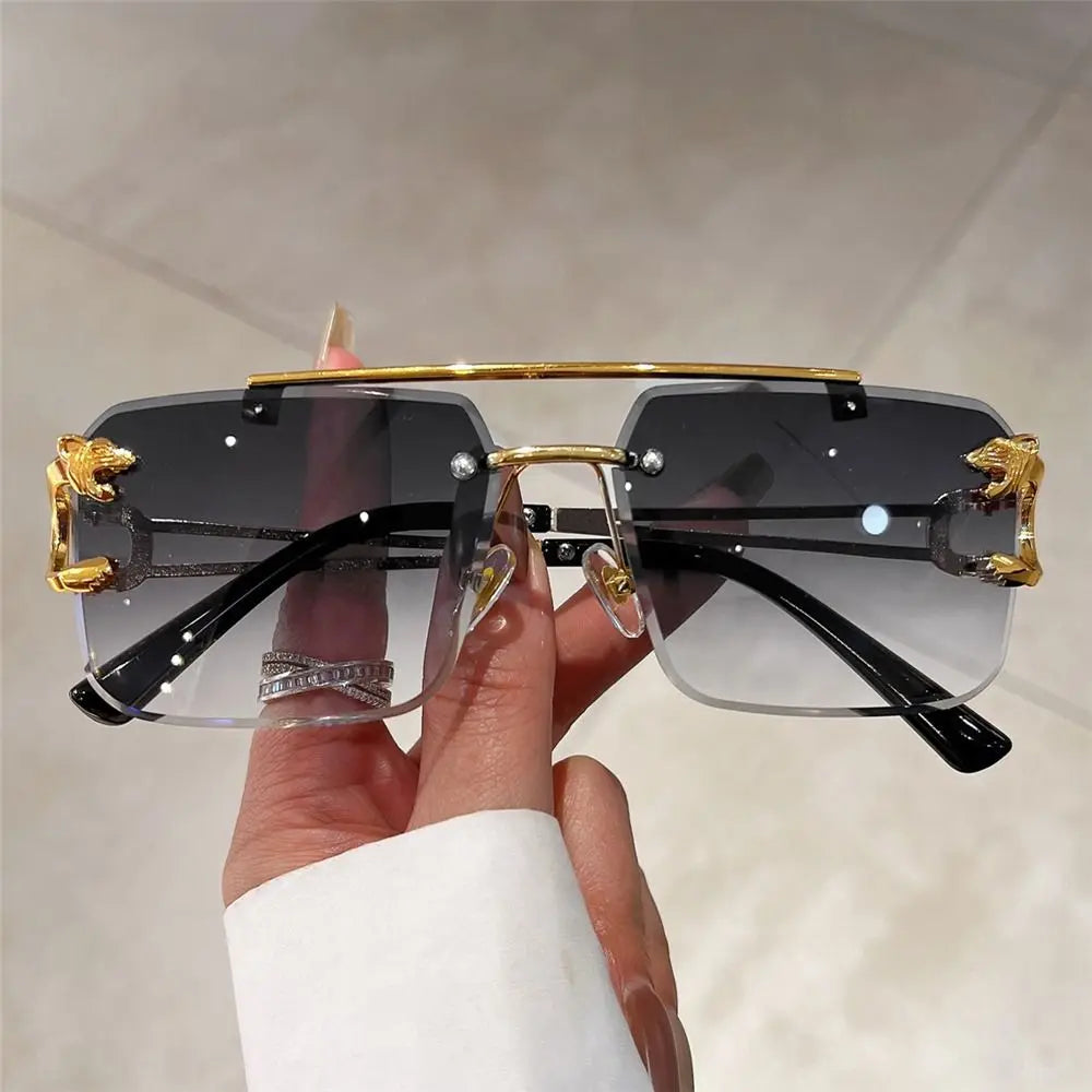 Cheetah Sun Glasses Shades Double Bridge Gradient UV400 Eyewear