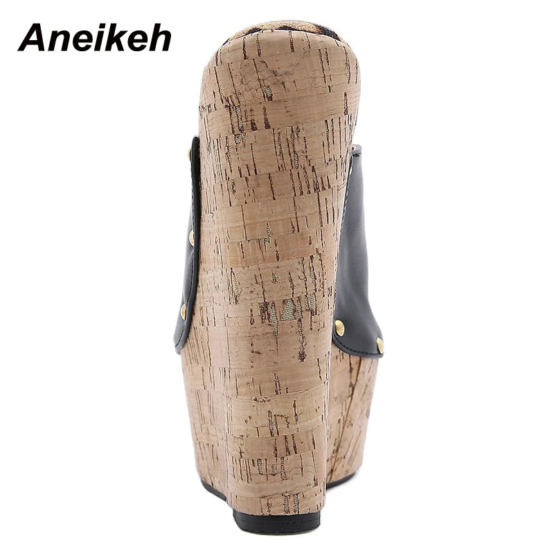 Aneikeh 2025 Summer Fashion Open Toe Sandals Platform Super High Heels