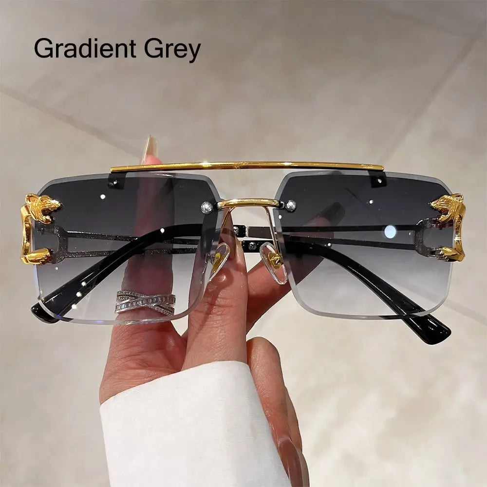 Cheetah Sun Glasses Shades Double Bridge Gradient UV400 Eyewear