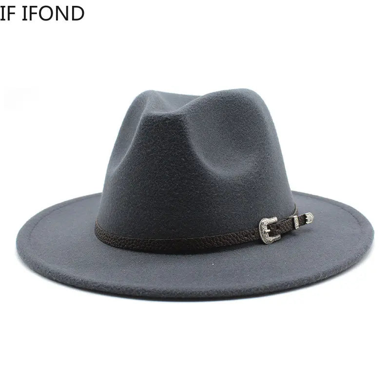 British Style Felt Jazz Fedora Hat 59-61CM Size Panama Trilby Hats For