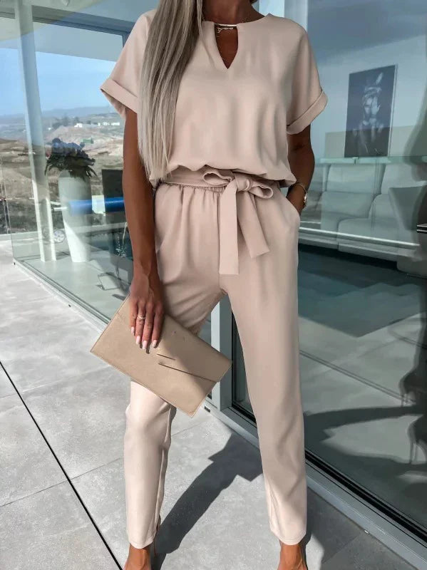 V-Neck Summer Jumpsuit with Pockets
