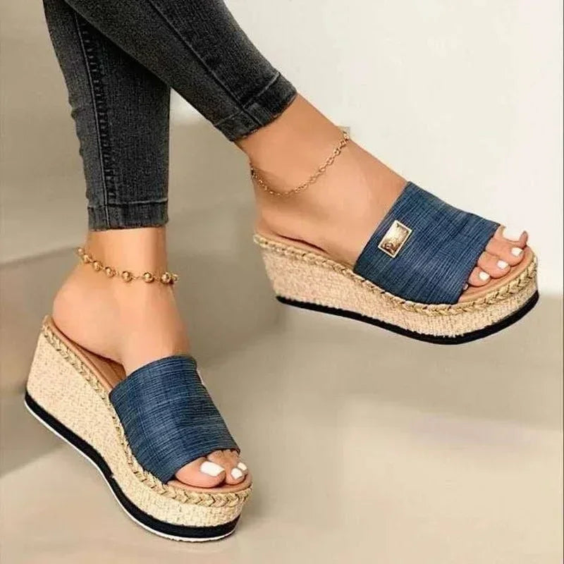 Womens High Heel Sandals Ladies Thick Bottom Casual Slippers Summer