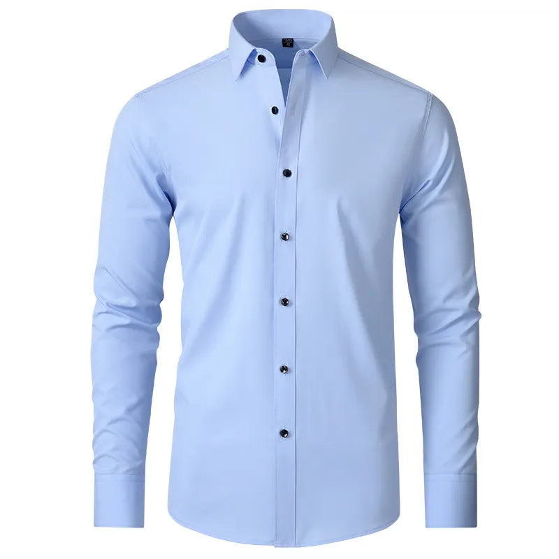 Plus Size 7XL 6XL High Elasticity Seamless Spandex Shirt Men Long