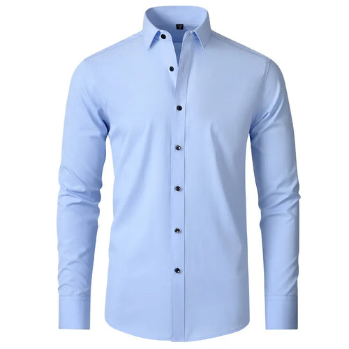 Plus Size 7XL 6XL High Elasticity Seamless Spandex Shirt Men Long