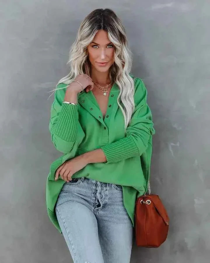 White Hooded Women's Sweatshirt - Casual Batwing Sleeve Pullover