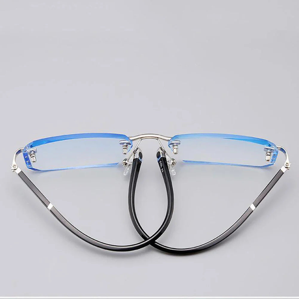 Frameless HD Anti Blue Anti Fatigue Presbyopia Men's Reading Clear Glasses +1.0~+4.0