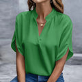 Elegant Chiffon Blouse - 3/4 Sleeve Button-Up Shirt for Women