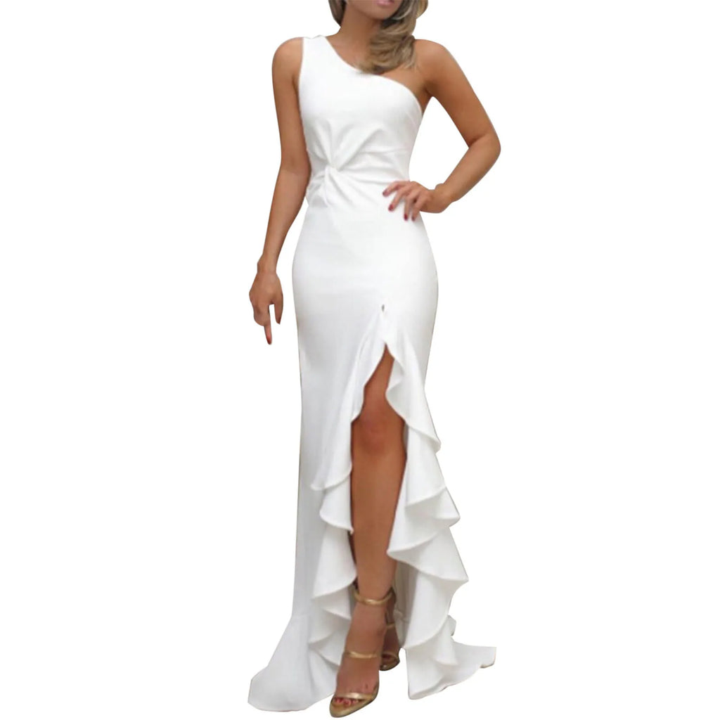 Slash Neck Ruched Bodycon Evening Dress