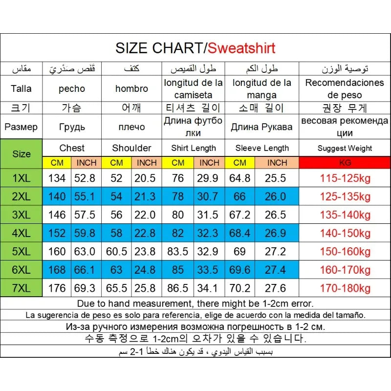 Plus Size Men Hoodies Sweatshirt Autumn Winter Long Sleeve Pullover