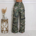 Camouflage High Waist Cargo Pocket Pants
