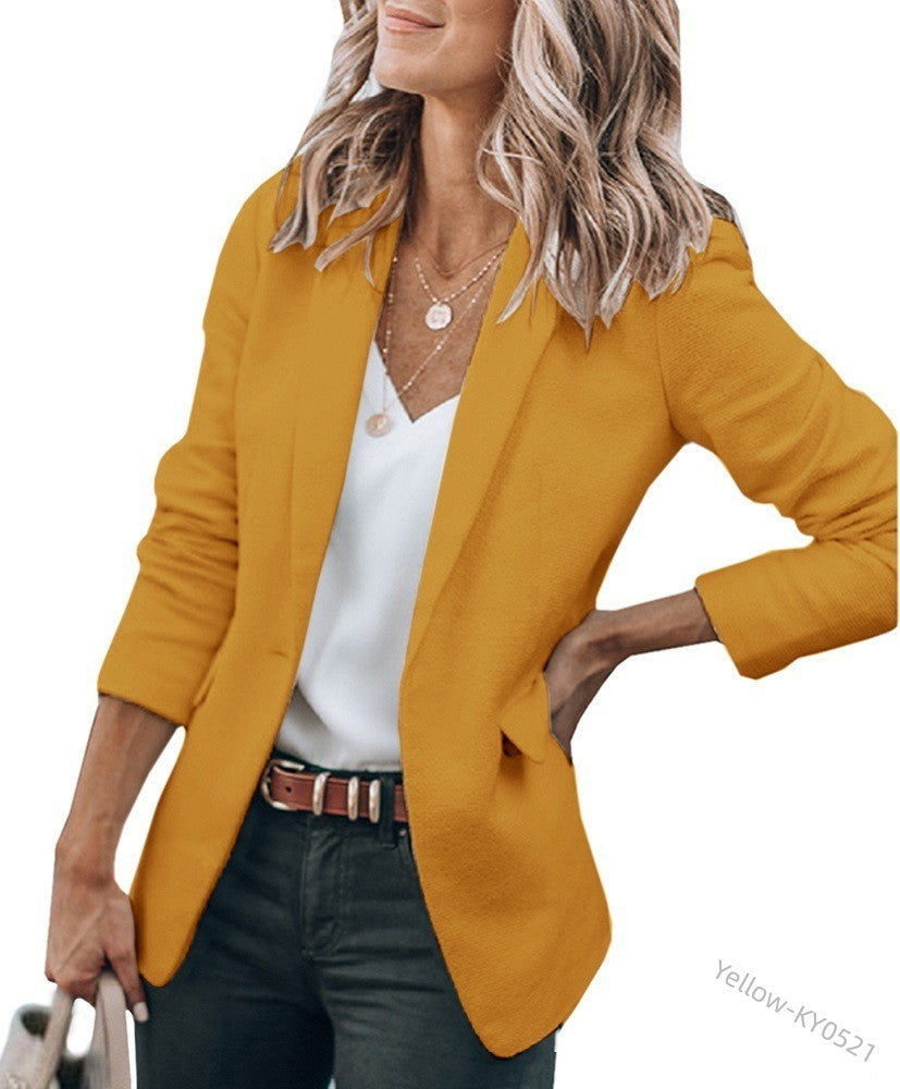 Solid Color One-Button European and American Jacket Suit Collar