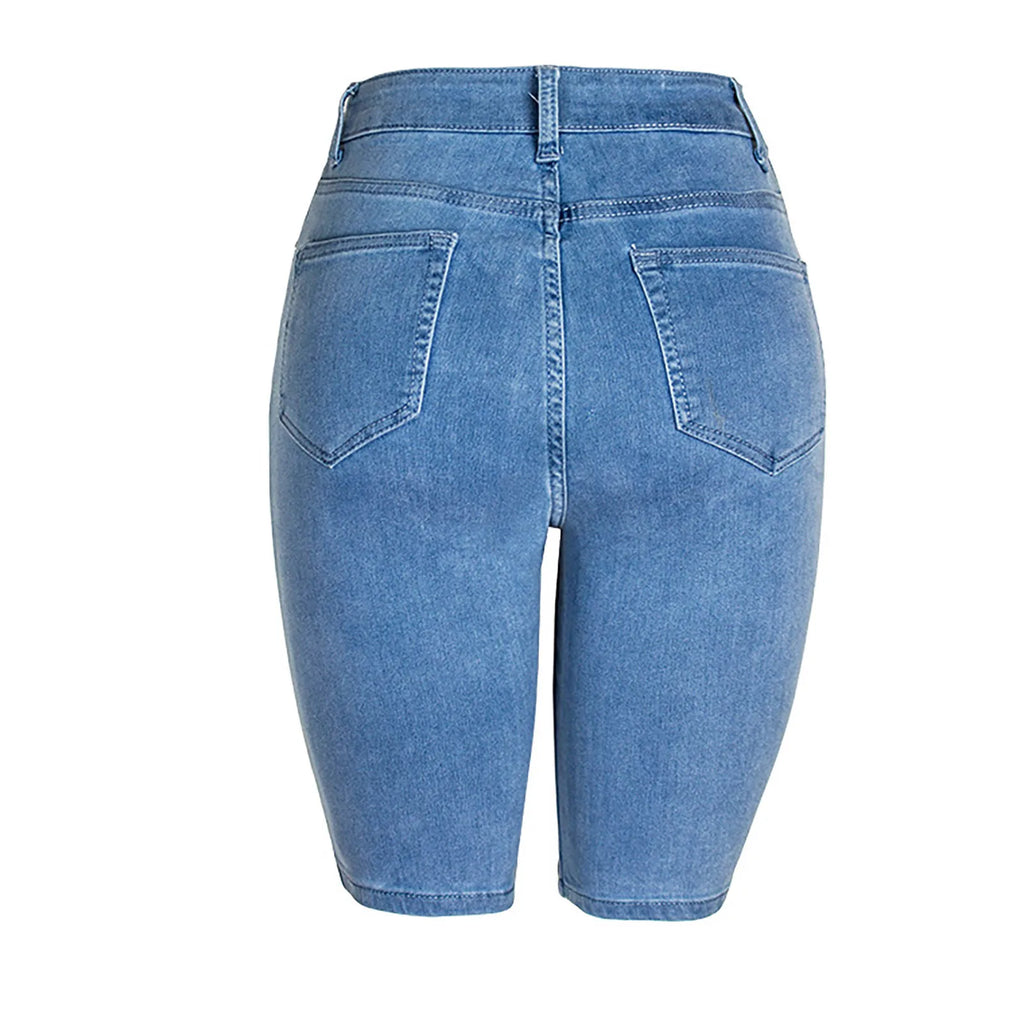 High Waist Denim Shorts - Black Retro Style