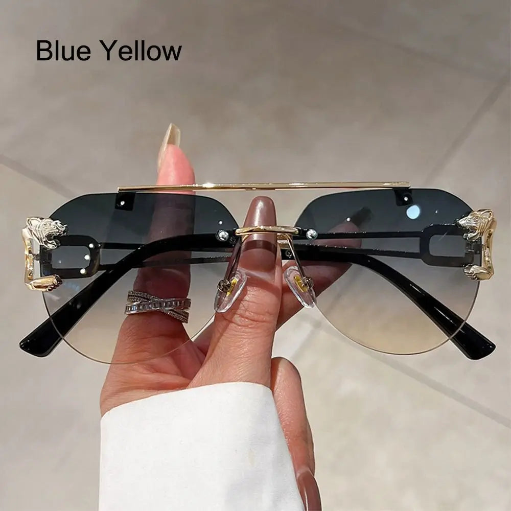 Cheetah Sun Glasses Shades Double Bridge Gradient UV400 Eyewear