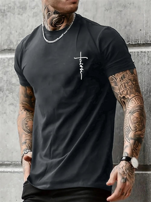 Summer men's 100% pure cotton casual loose fit plus size cross faith