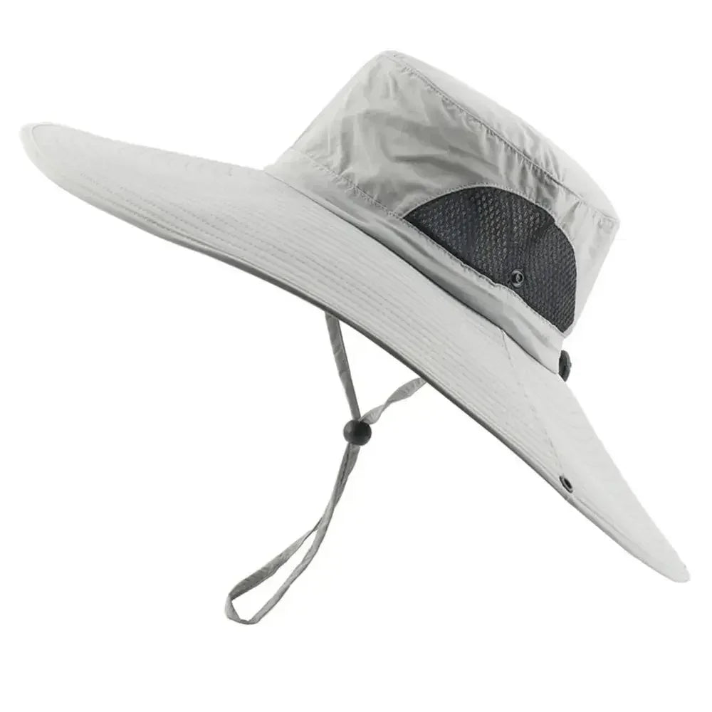Summer Bucket Hat For Men Fisherman Cap Fishing Outdoor Sunshade Wide Visor Brim UV Sunscreen Riding Hiking Suncreen Sunhat