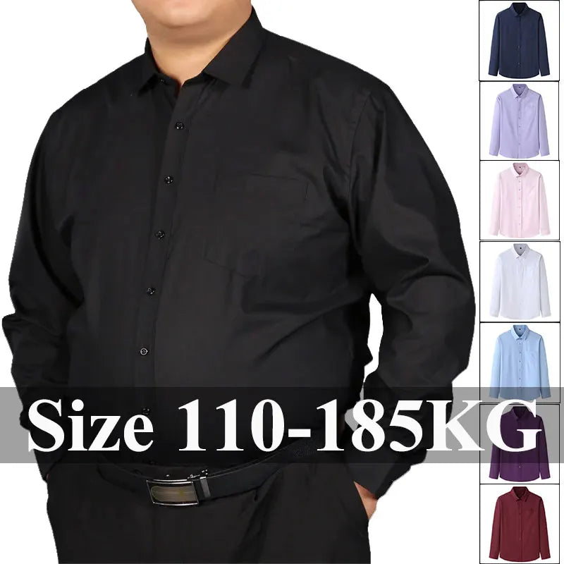 Plus Size 12XL 10XL Men's Shirts Long Sleeves Work Formal Shirt