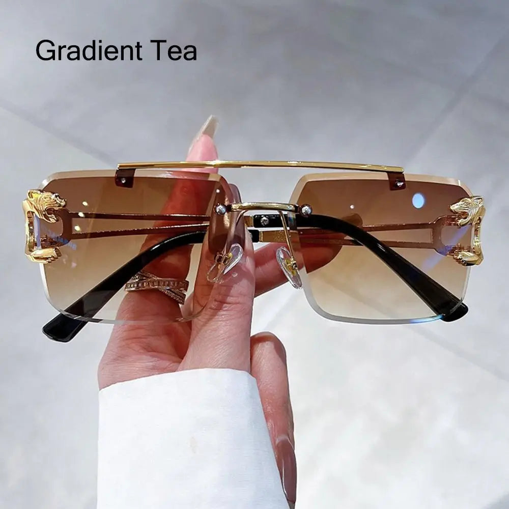 Cheetah Sun Glasses Shades Double Bridge Gradient UV400 Eyewear