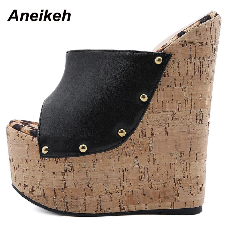 Aneikeh 2025 Summer Fashion Open Toe Sandals Platform Super High Heels