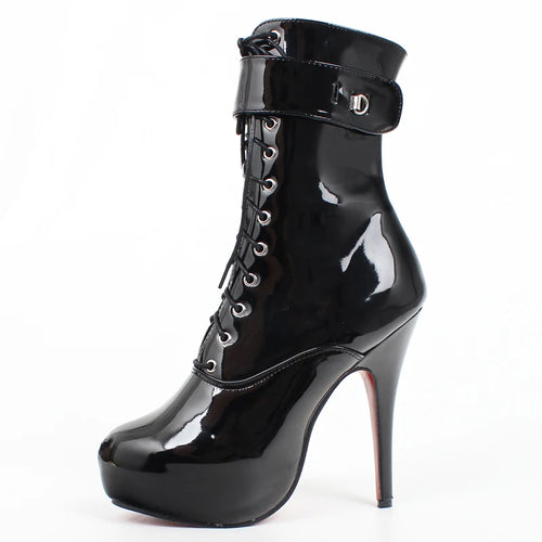 Sexy single boots Lace-Up 15cm High Thin heel 4CM platform ankle short