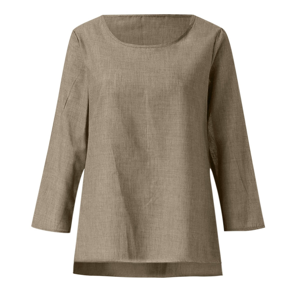 Vintage Cotton Linen Blouse - Casual Long Sleeve Shirt