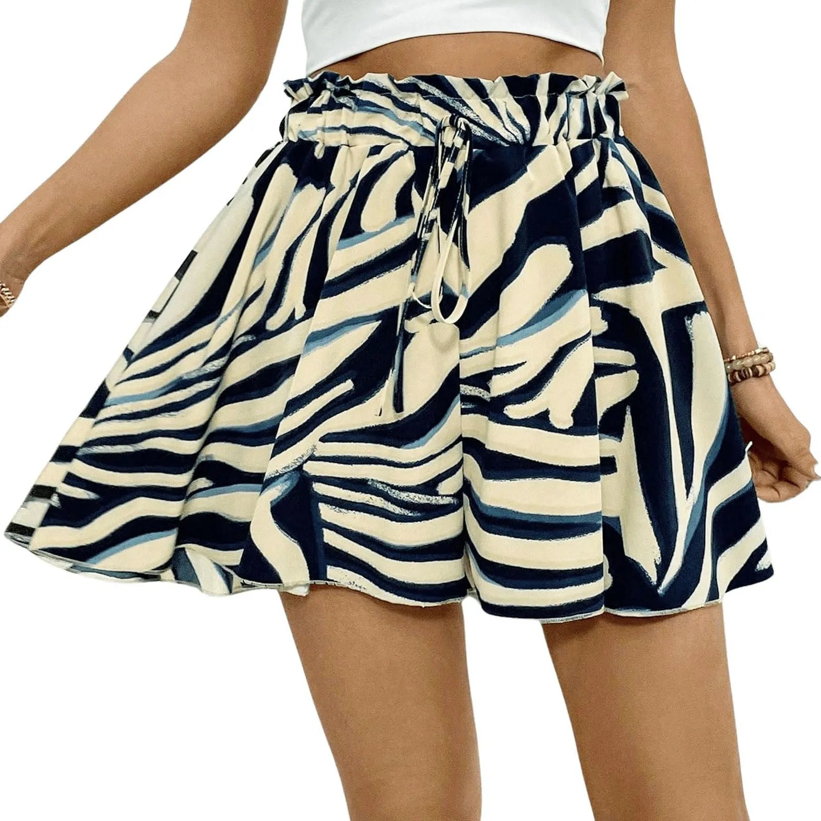 Floral Bohemian Wide Leg Shorts - Ruffle Hem