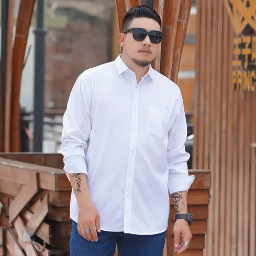 Plus Size 12XL 10XL Men's Shirts Long Sleeves Work Formal Shirt