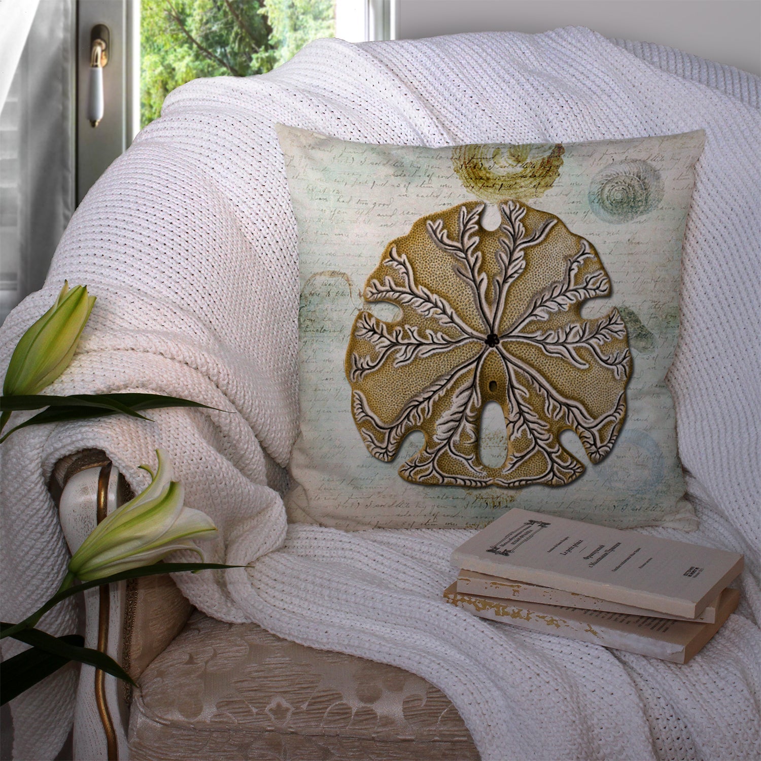 Sand Dollar Throw Pillow - 14x14 Decorative Pillow – Art for Your Home & Patio SB3026PW1414