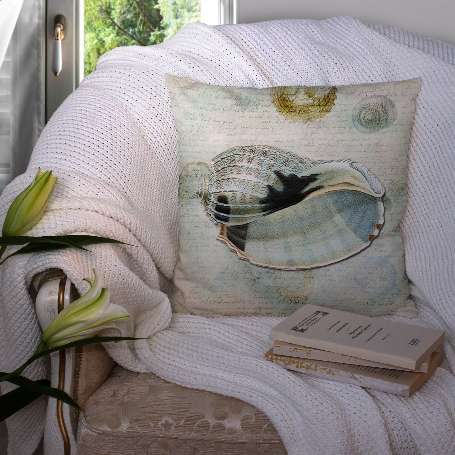 Shells Throw Pillow - 14x14 Decorative Pillow – Art for Your Home & Patio SB3028PW1414