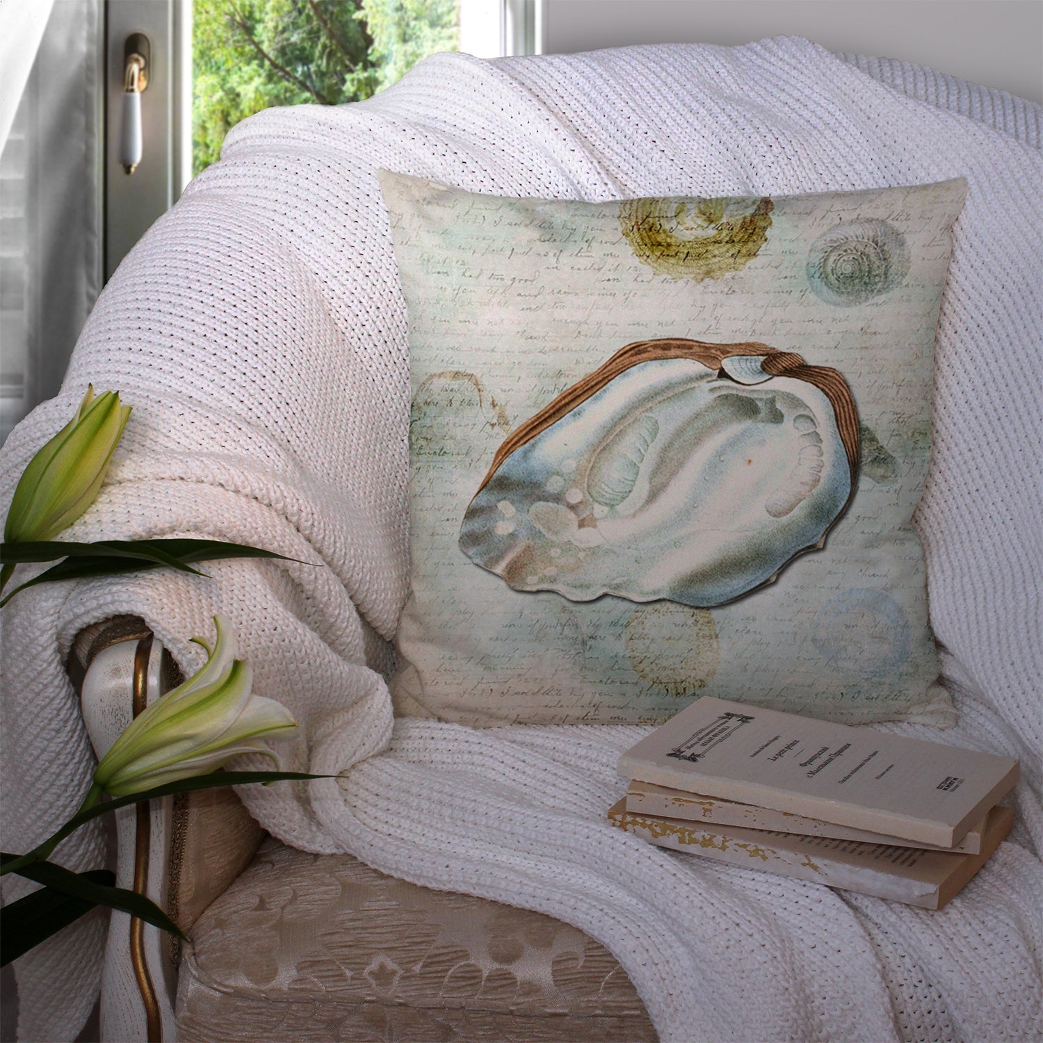 Shells Throw Pillow - 14x14 Decorative Pillow – Art for Your Home & Patio SB3031PW1414