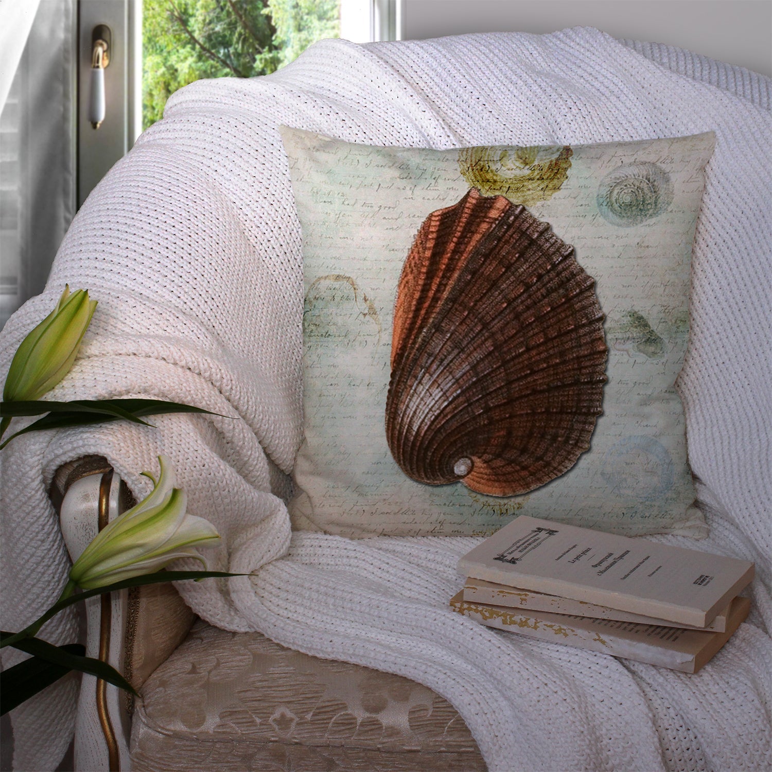 Shells Throw Pillow - 14x14 Decorative Pillow – Art for Your Home & Patio SB3032PW1414