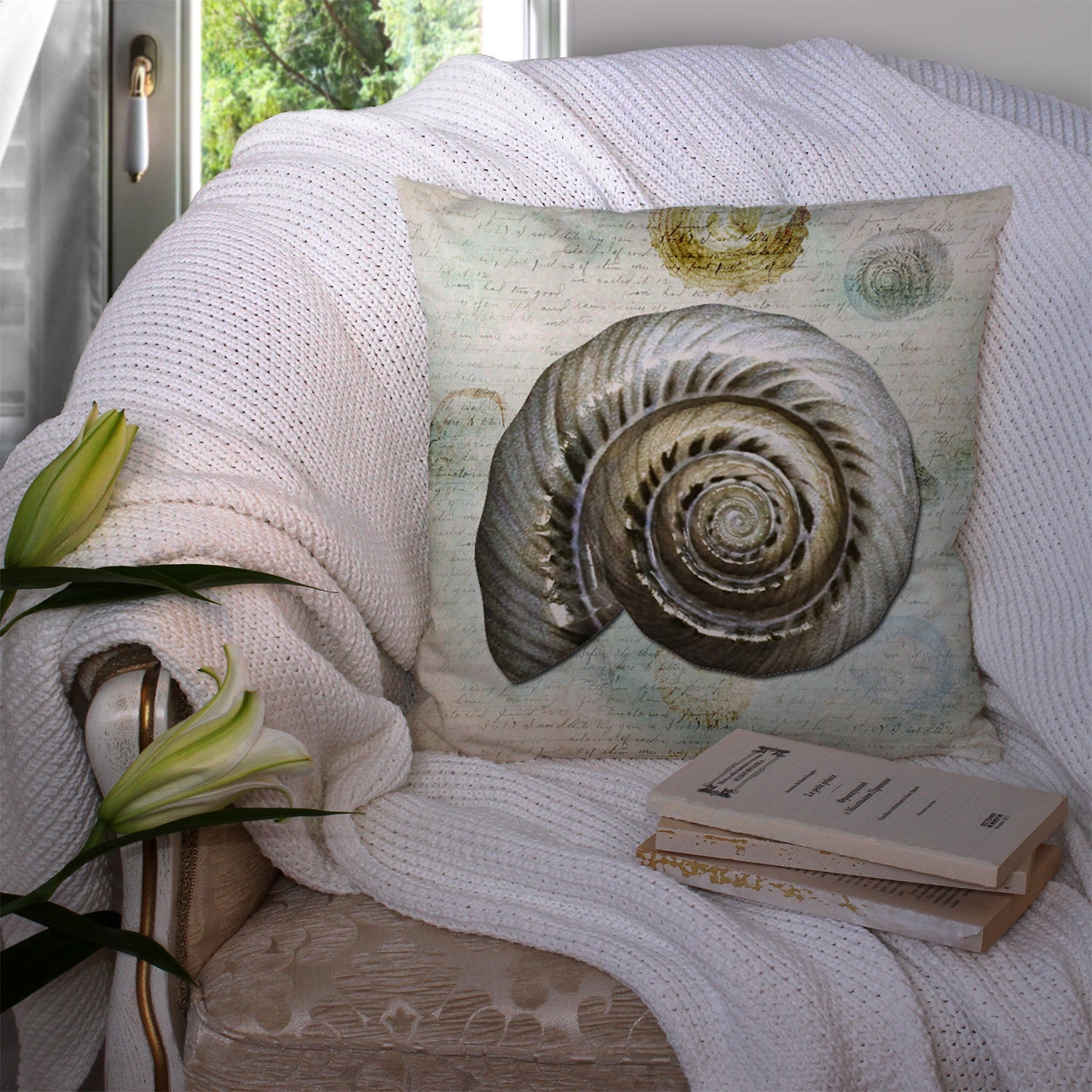 Shells Throw Pillow - 14x14 Decorative Pillow – Art for Your Home & Patio SB3033PW1414