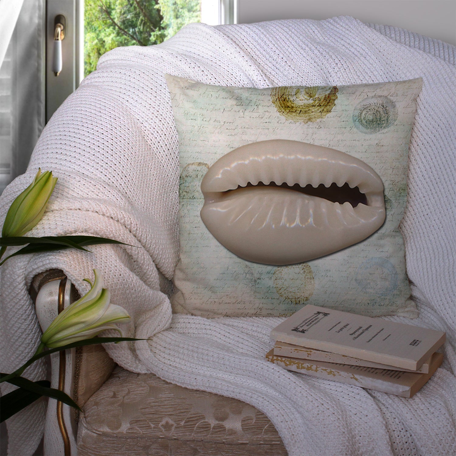 Shells Throw Pillow - 14x14 Decorative Pillow – Art for Your Home & Patio SB3038PW1414