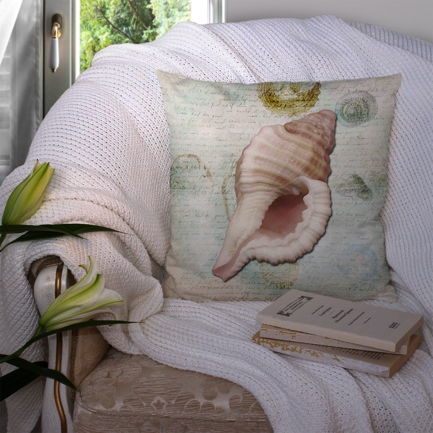 Shells Throw Pillow - 14x14 Decorative Pillow – Art for Your Home & Patio SB3041PW1414