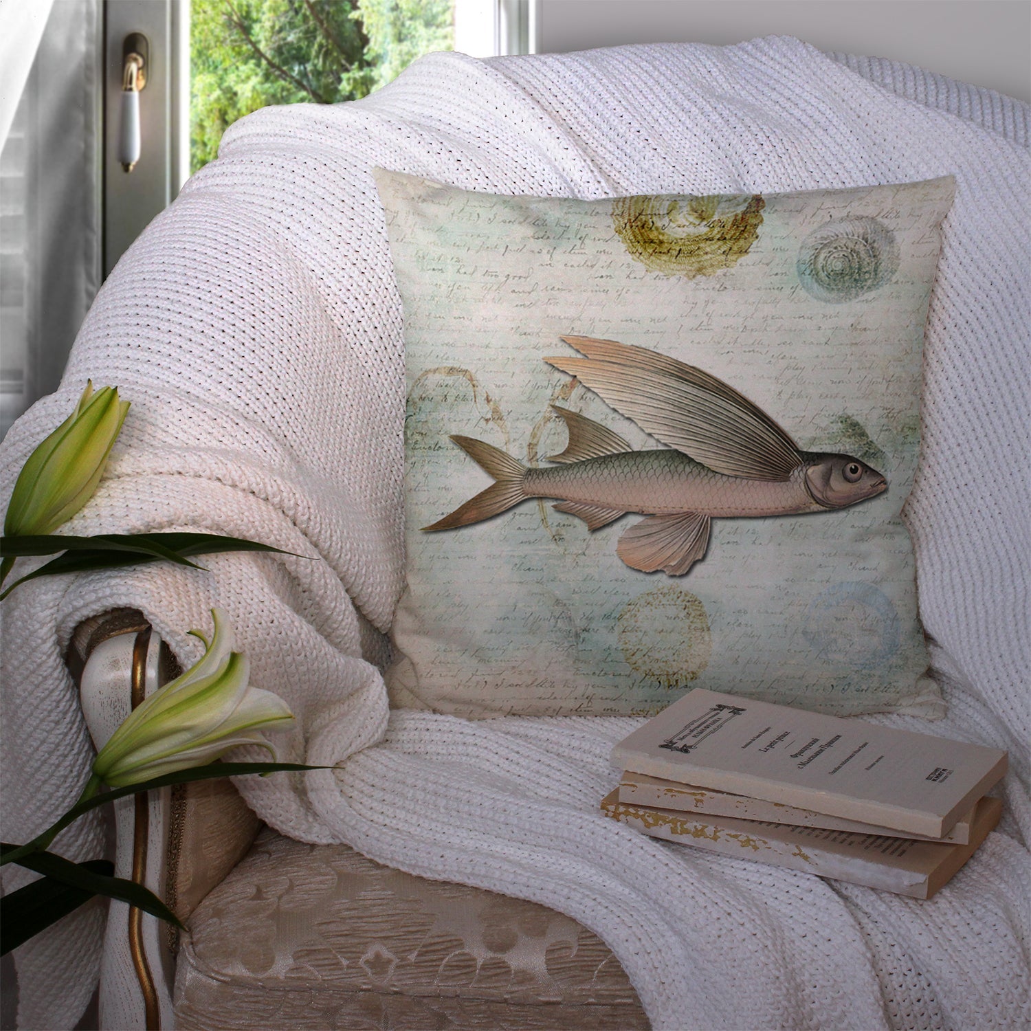 Fish Throw Pillow - 14x14 Decorative Pillow – Art for Your Home & Patio