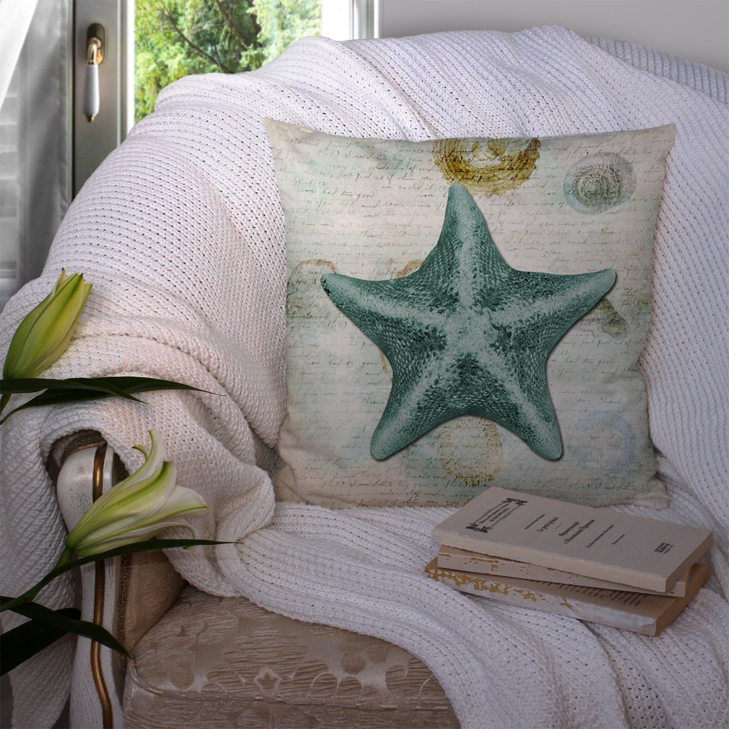Starfish Throw Pillow - 14x14 Decorative Pillow – Art for Your Home & Patio SB3043PW1414