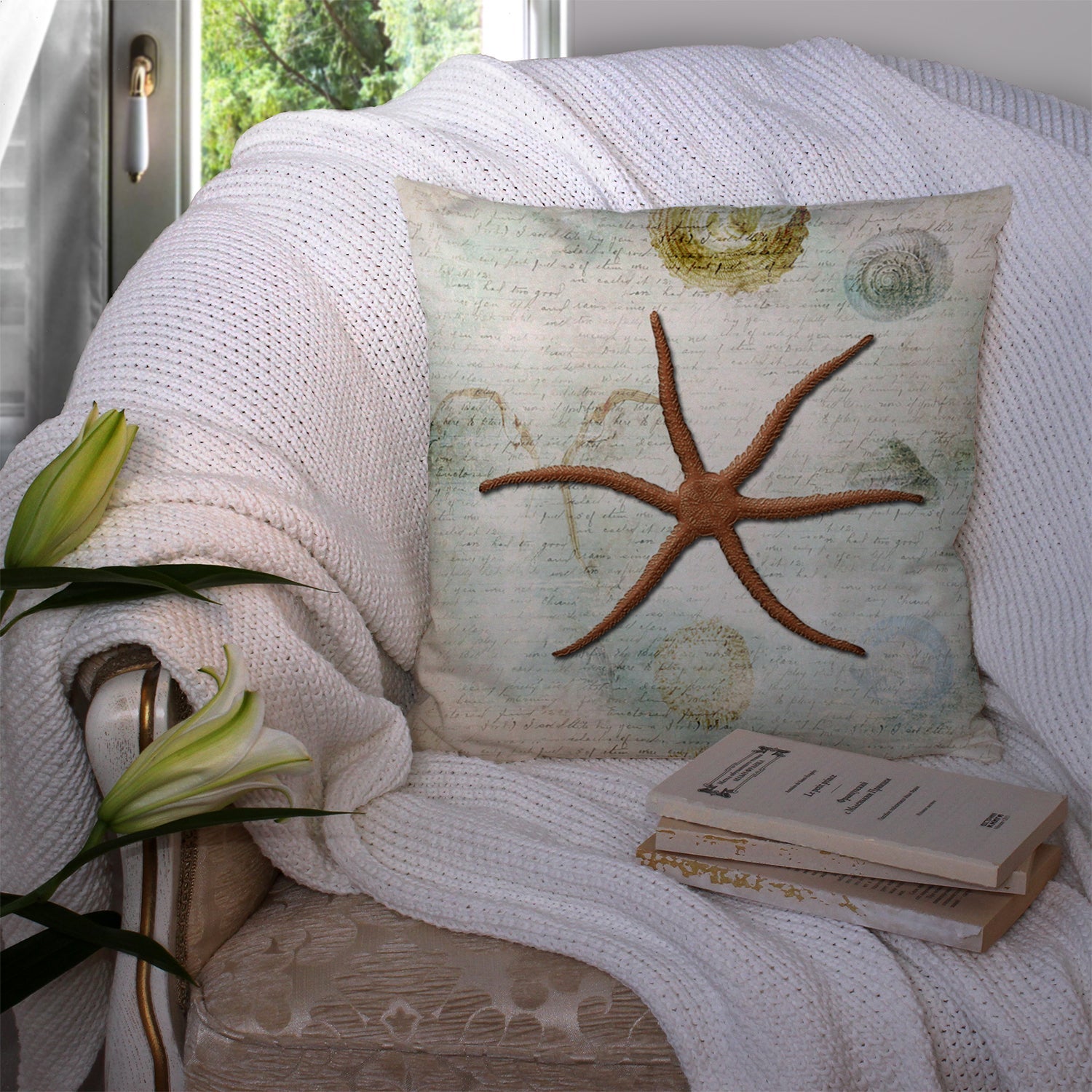 Starfish Throw Pillow - 14x14 Decorative Pillow – Art for Your Home & Patio SB3048PW1414