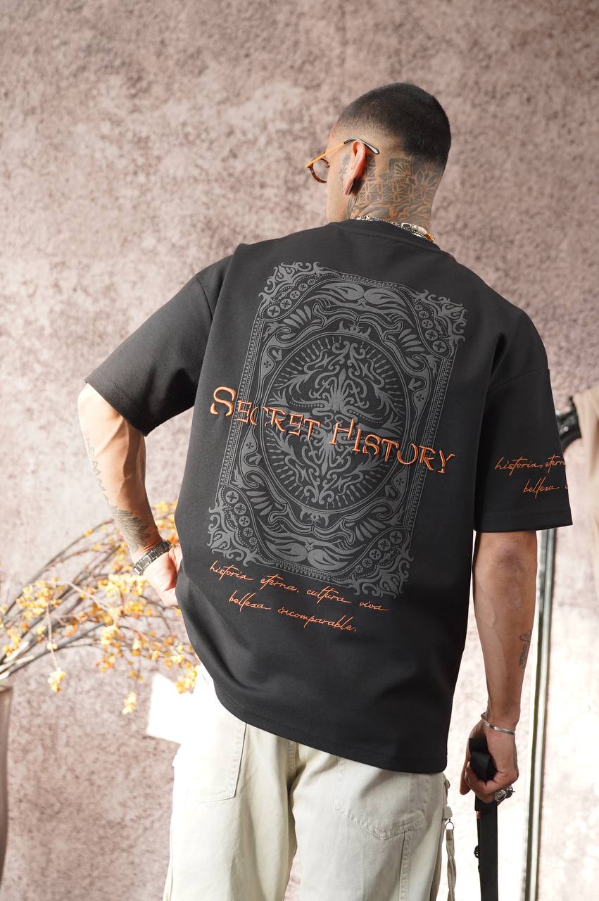 SECRET HISTORY Graphic Tee - Vintage Text T-Shirt - Mysterious Statement Top