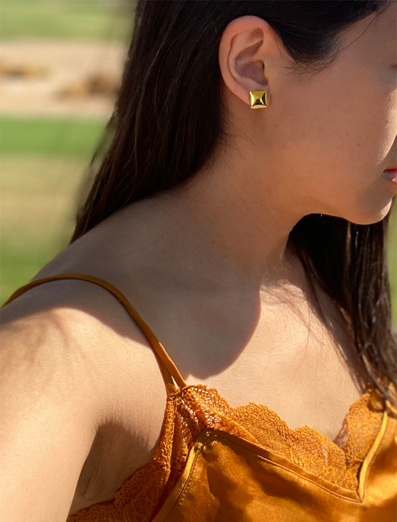 SQUARE Stud Earrings | 18K Gold Over Sterling Silver