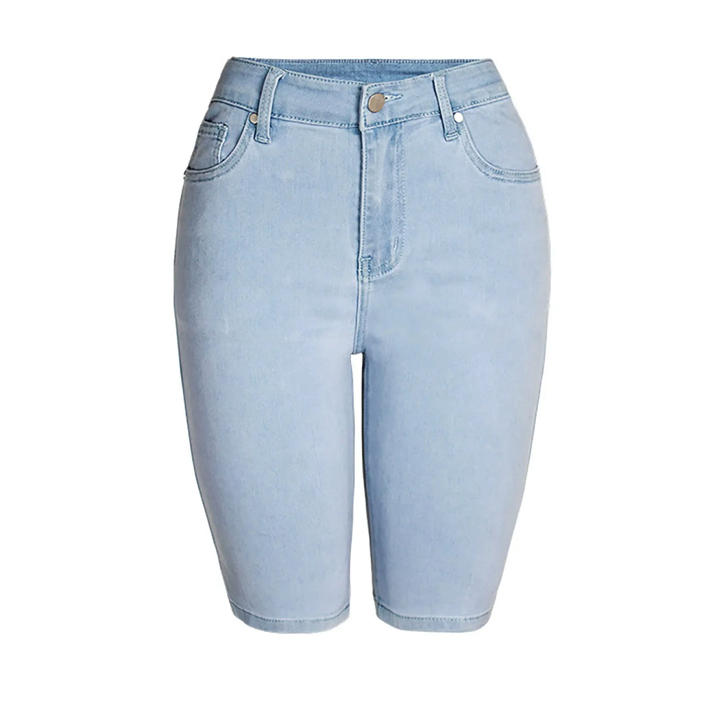 High Waist Denim Shorts - Black Retro Style
