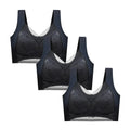 FallSweet 3PCS Lace Push Up Bras for Women Sexy Wireless Bra Ice Silk Deep V Bralette Tops Female Lingerie Mom's Underwear L-5XL