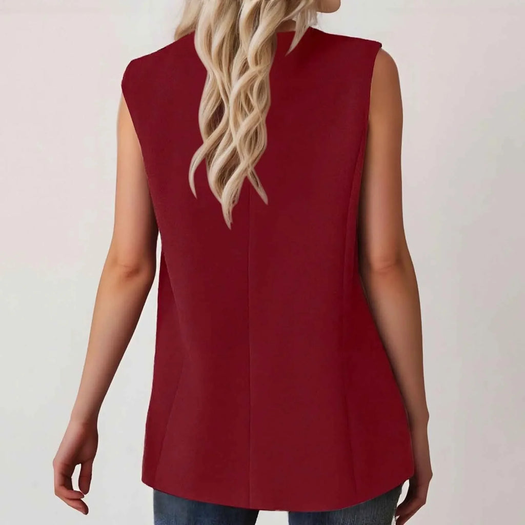 Sleeveless Single Button Slim Fit Blazer Vest